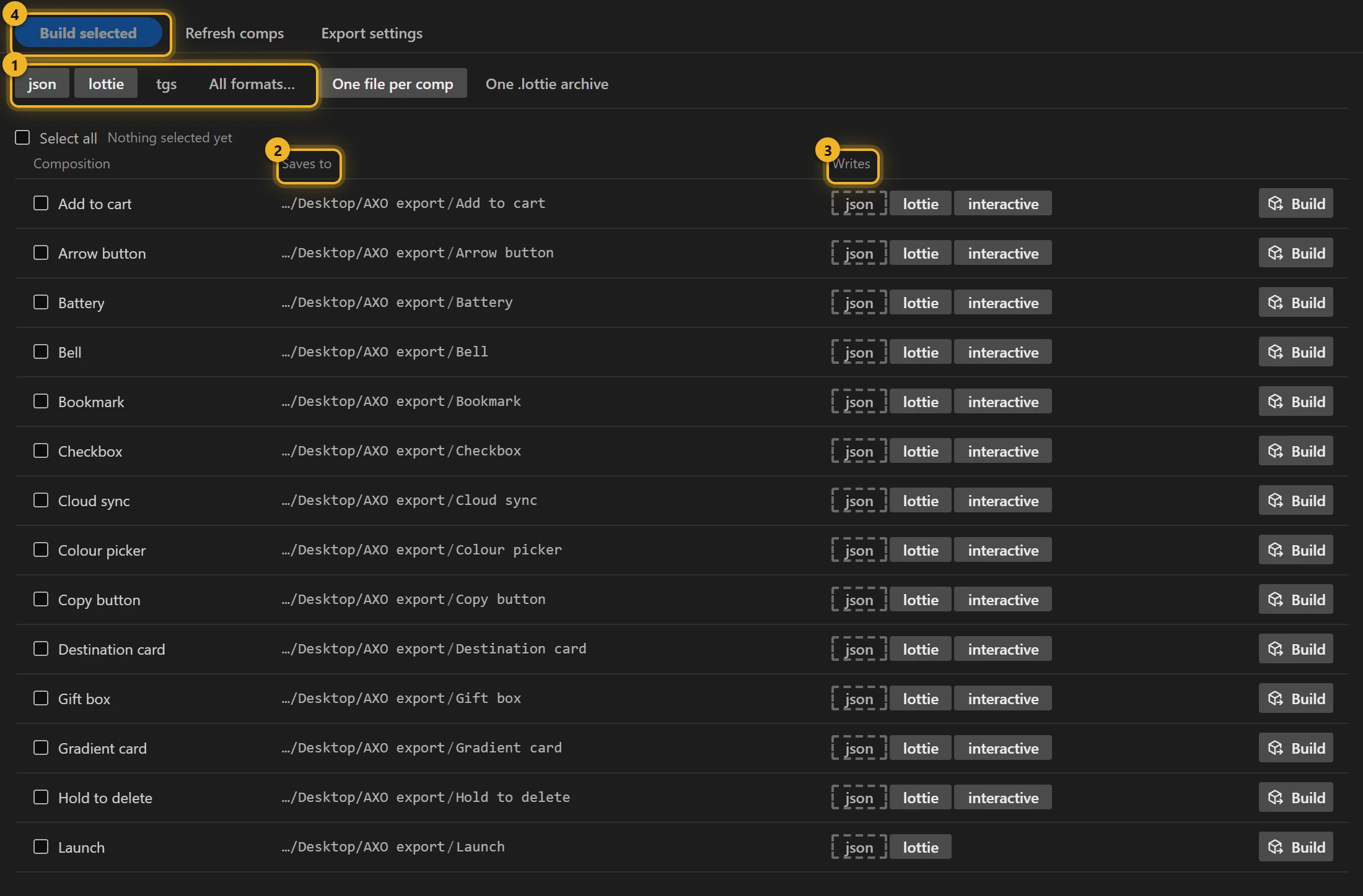 The Build list