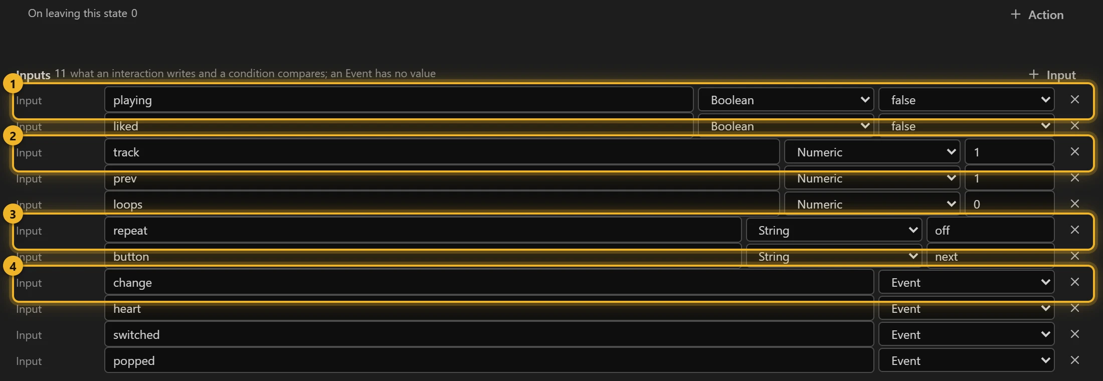 The inputs in Advanced