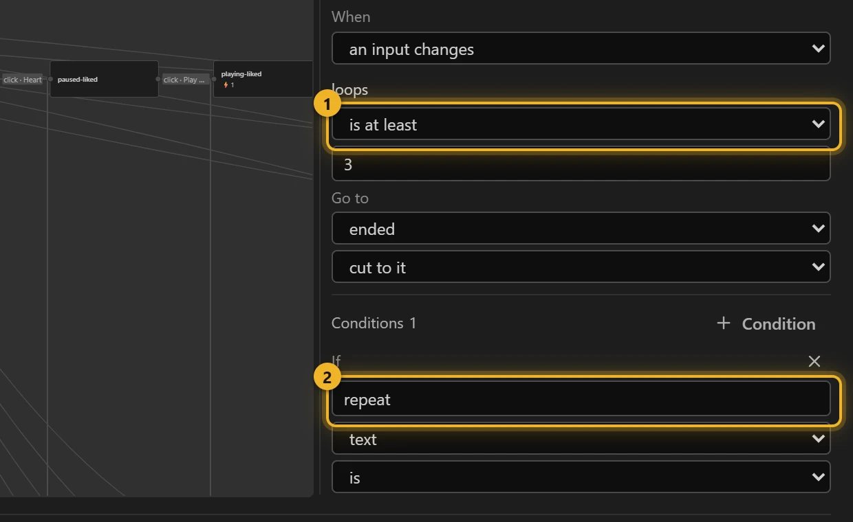 A transition with two conditions
