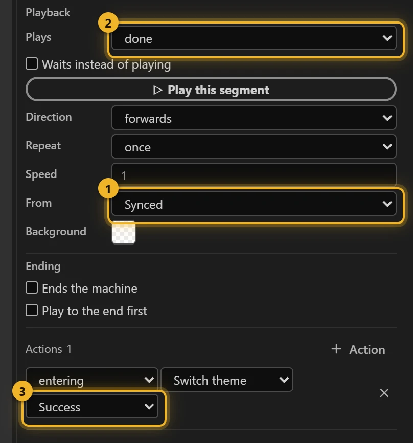 A state's From, segment and theme