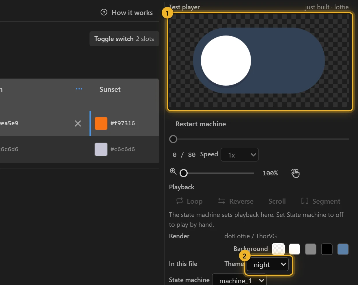 A theme in the test player