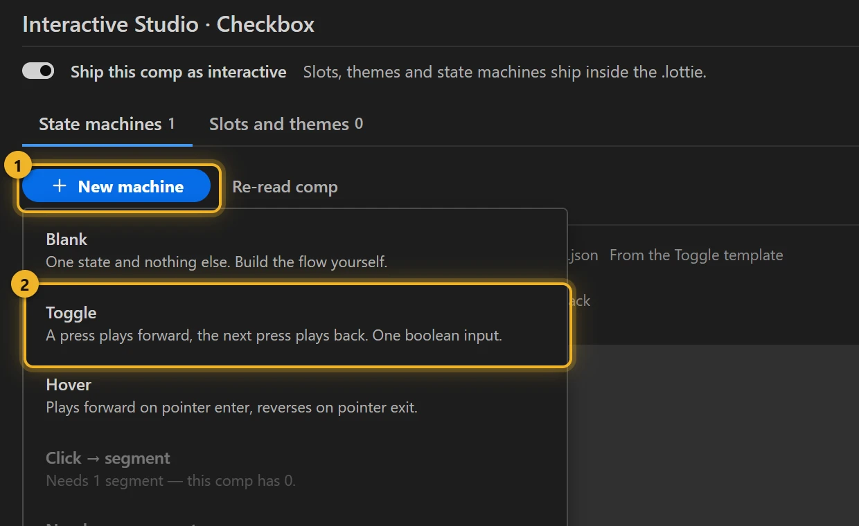 The template menu